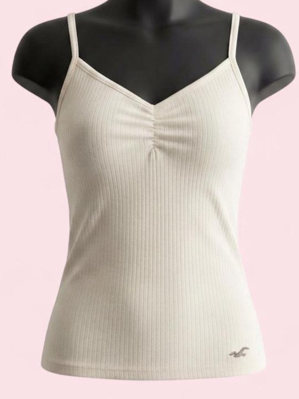 Y2K Hollister Fitted Cami Top BRIGHT White Long Fitted V Neck Tank Size M